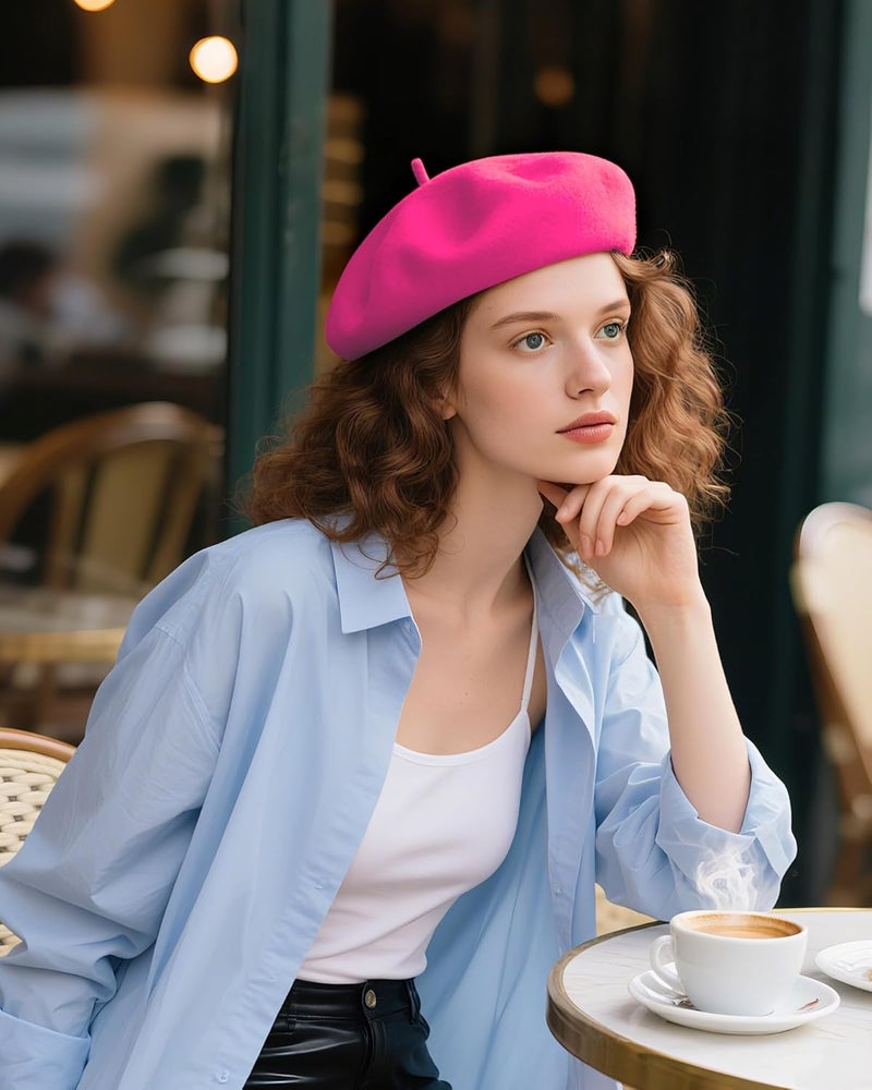 CKYPTFK Beret Hats for Women Holiday Wool French Style-Black/Red Church Hat-Clueless Outfit & Men's Beret - Image 4